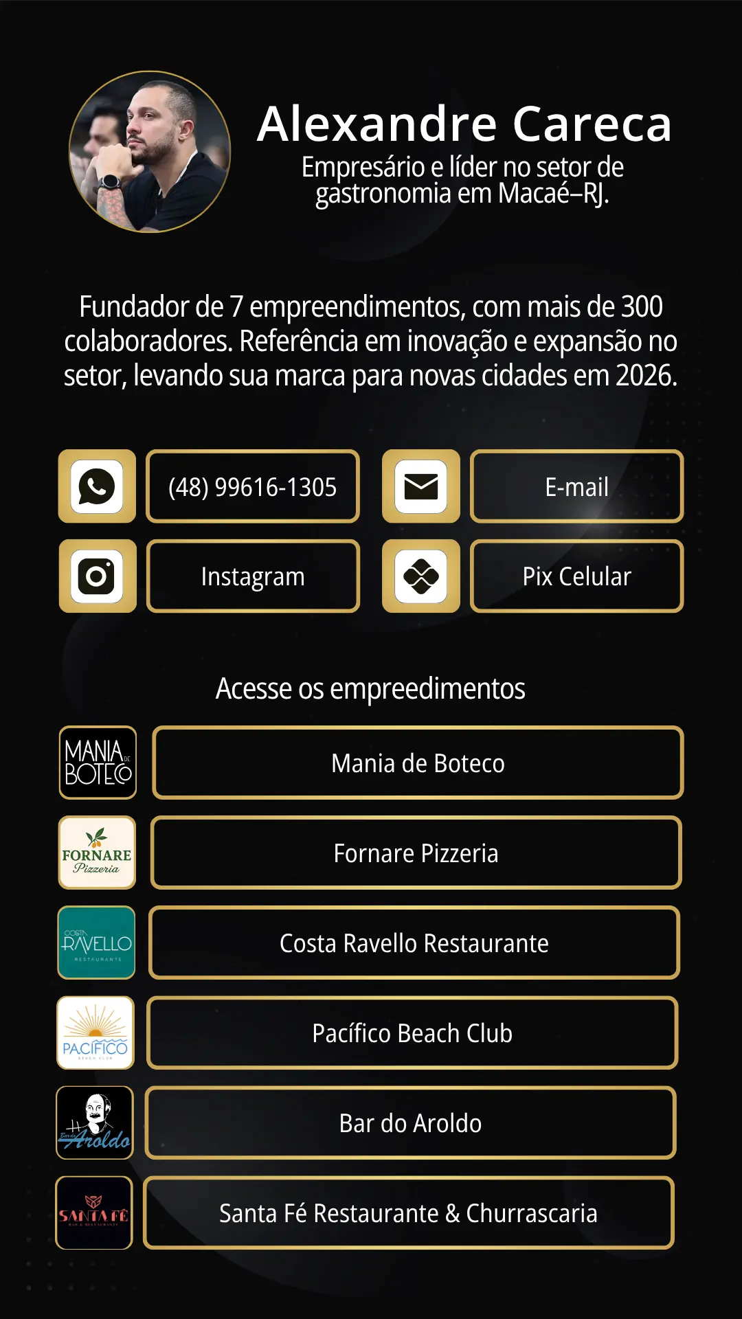 Cartão de Visita Virtual para Gastronomia